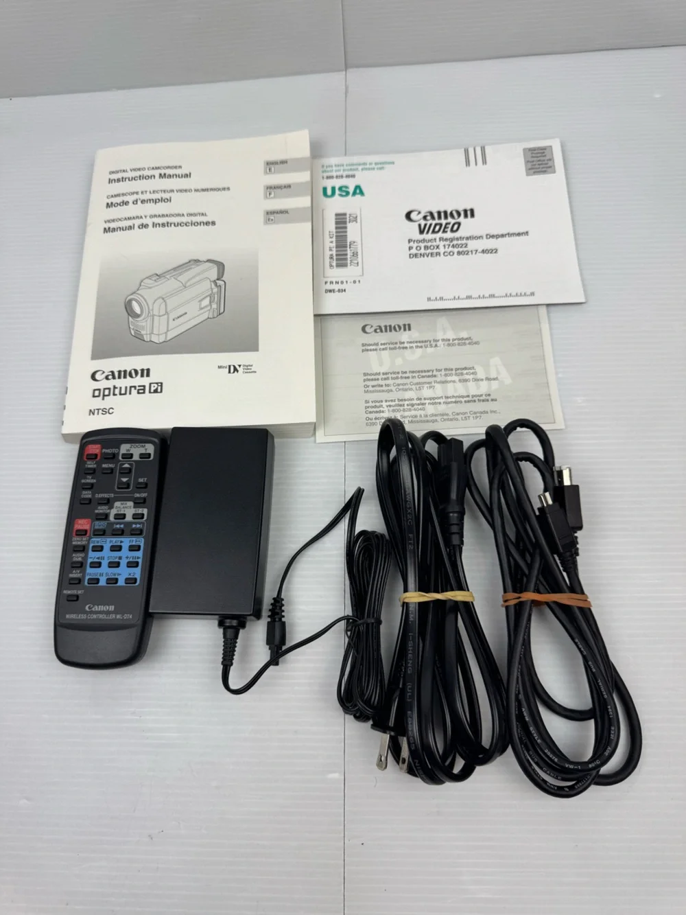 OEM Canon Optura Pi MiniDv Lot Remote WL-D74 Power Supply Cable Manual